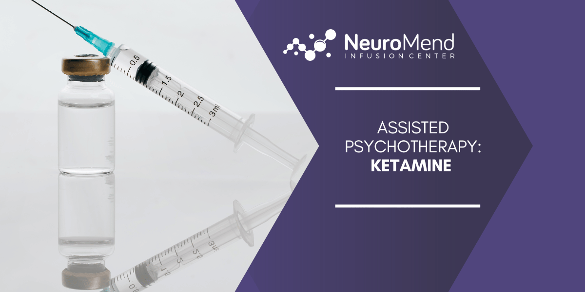 Ketamine in a glass bottle ready to be injected with syringe